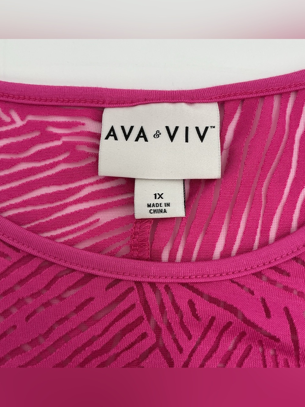 Ava & Viv Hot Pink Geometric Sleeveless Swimsuit Cover-up Tank Top NWT - Picture 3 of 8